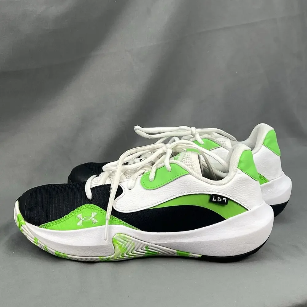 Under Armour Lockdown 7 Low Women’s 9 Men’s 7.5 Black Green Basketbal
